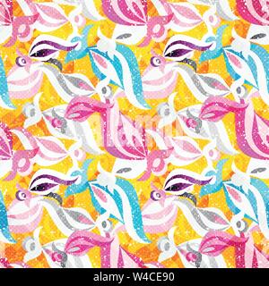 delicate petals of flowers on a yellow background seamless pattern Stock Vector
