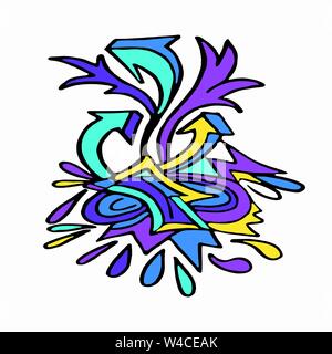 Graffiti psychedelic object on a white background Stock Vector