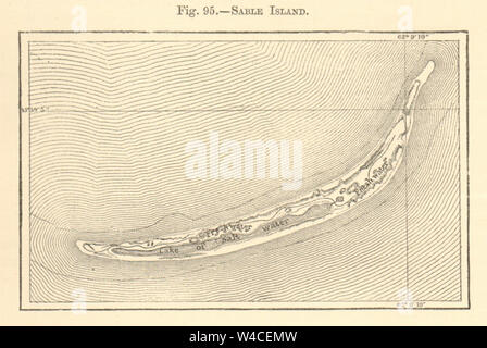 Sable Island. Nova Scotia. île de Sable. SMALL sketch map 1886 old antique Stock Photo