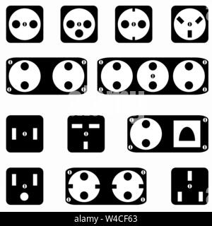 monochrome sockets symbols on a white background vector illustration Stock Vector