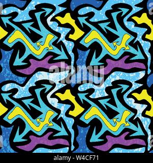 grunge colored graffiti seamless pattern vector illustration Stock Vector