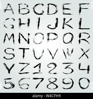 monochrome graffiti alphabet and numbers on a light background vector illustration Stock Vector