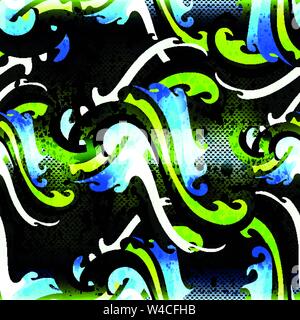 grunge colored graffiti seamless pattern Stock Vector