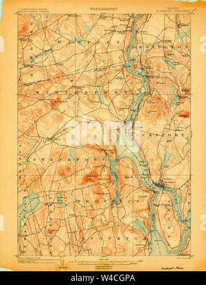 Maine USGS Historical Map Bucksport 807415 1902 62500 Restoration Stock Photo