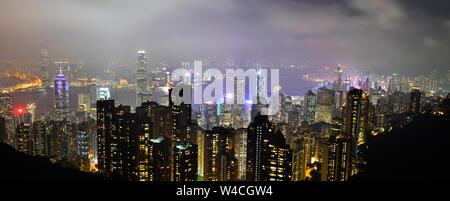 The Peak at night It is one of the famous view point landmarks in Hong Kong Stock Photo