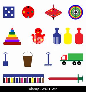 a collection of children's toys symbols vector illustration Stock Vector
