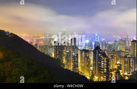 The Peak at night It is one of the famous view point landmarks in Hong Kong Stock Photo