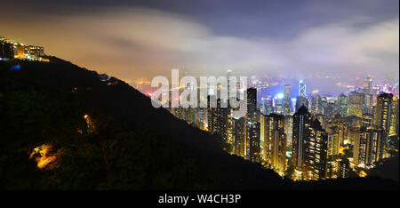 The Peak at night It is one of the famous view point landmarks in Hong Kong Stock Photo