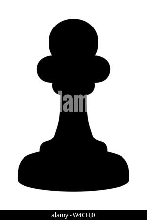 Chess pawn dark silhouette isolated on white background Stock Vector