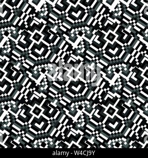beautiful monochrome pixels geometric abstract seamless pattern Stock Vector