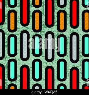 delicate abstract geometric background. colored circles and lines. grunge effect. vector illustration Stock Vector