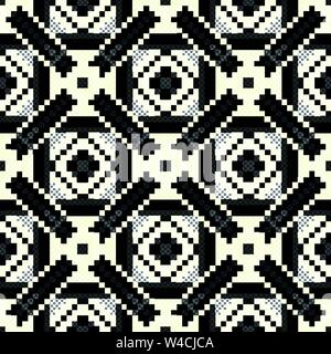 pixel monochrome beautiful seamless pattern vector illustration Stock Vector