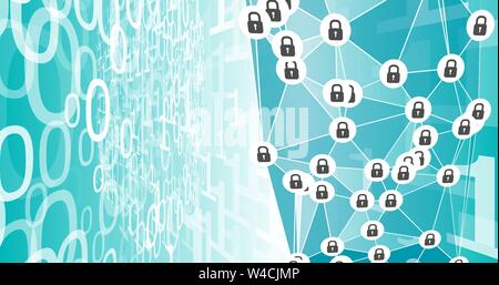Computer threats background, abstract shapes and padlocks Stock Vector