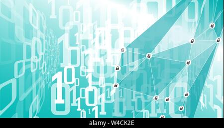 Big data digital connection, cyber lock protection Stock Vector