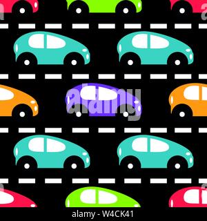 colored cars on the road beautiful background Stock Vector