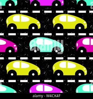small colored cars on the road beautiful background Stock Vector