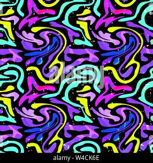 Graffiti bright psychedelic seamless pattern vector illustration Stock Vector