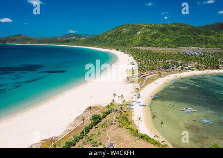 Aerial view of Nacpan beach on Palawan, Philippines Stock Photo