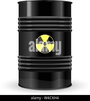 Black metal barrel with yellow danger sign Stock Vector
