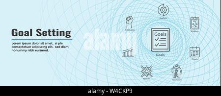 Smart Goals - Goal Setting Icon Set and Web Header Banner Stock Vector