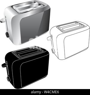 Toaster. Flat icons and 3d model Stock Vector