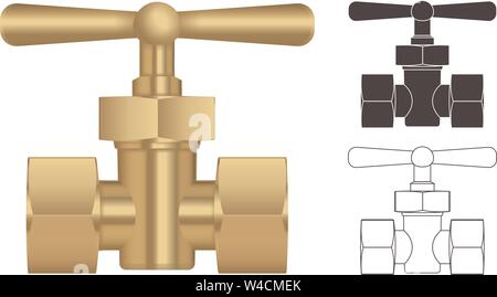 Pipe connectors with valve Stock Vector