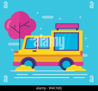 food trucks flat design image Stock Vector