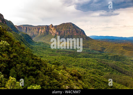 View of the Espraiado Canyon with dense green forest, Airue, Santa ...