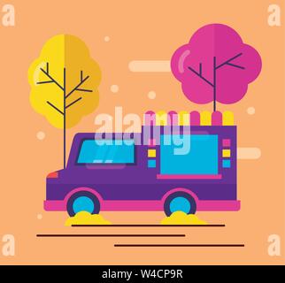 food trucks flat design image Stock Vector