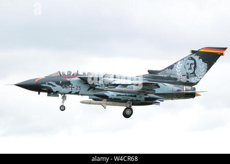 German Tornado with a portrait of WW I Ace Max Immelmann on its tail at the Royal International Air Tattoo RIAT 2019,RAF Fairford, Gloucestershire, UK Stock Photo
