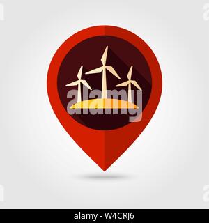Windmill flat vector pin map icon. Map pointer. Map markers ...