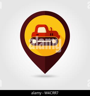 Tractor crawler flat vector pin map icon. Map pointer. Map markers ...