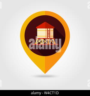 Water tower flat vector pin map icon. Map pointer. Map markers. Agriculture sign. Graph symbol for your web site design, logo, app, UI. Vector illustr Stock Vector