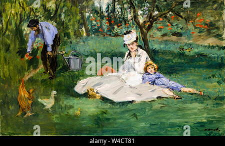 Edouard Manet, portrait painting, The Monet Family in Their Garden at Argenteuil, 1874 Stock Photo