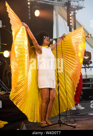 Iris Gold - Larmer Tree festival Stock Photo