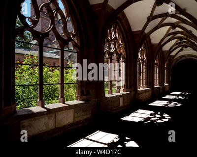 Shadows in Basel Minster, sunlight through the gothic windows, Swiss Stock Photo