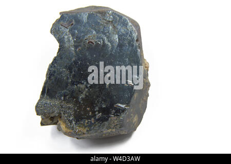 Hematite Specimen with visible rutile specs on surface, isolated on white background, locality Pakistan. Stock Photo