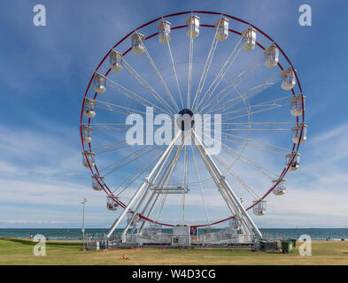 Beautiful view of the St Kilda Ferris Wheel on a sunny day with some clouds, Melbourne, Australia Stock Photo