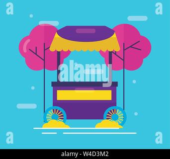 food trucks flat design image Stock Vector