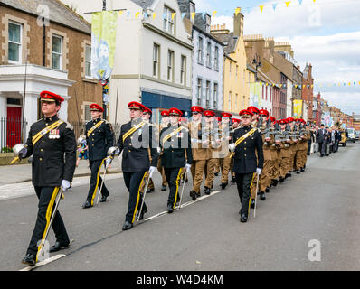 Lothians and Border Yeomanry regiment parade after receiving Freedom of East Lothian, Dunbar, Scotland, UK Stock Photo