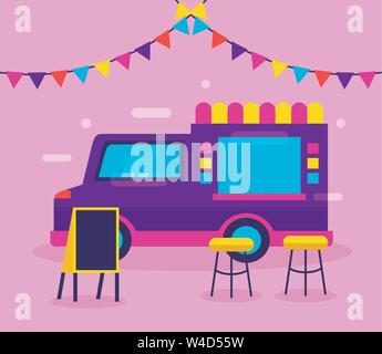 food trucks flat design image Stock Vector
