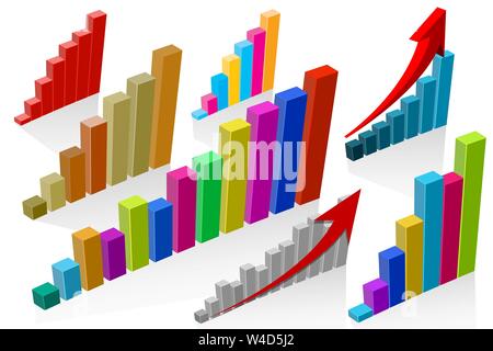 Set graphs columns. Success, achievment, motivation business symbol. Stock Vector