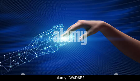 Future Technology. Connection Between Human and Virtual World Stock Photo