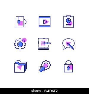 Business and management - line design style icons set Stock Vector