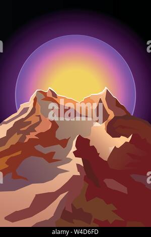 Futuristic landscape background of the mountain peak Stock Vector