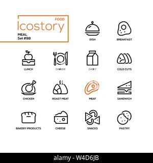 Meal - modern line design style icons set Stock Vector