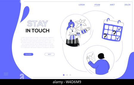Stay in touch - flat design style web banner Stock Vector