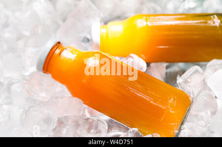 Summer detox cocktail with oranges and carrot in glass jar Stock Photo