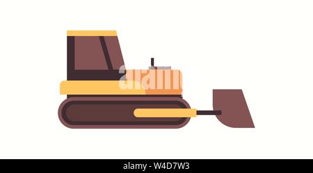 heavy excavator yellow crawler loader machine coal mine production professional equipment mining transport concept flat horizontal Stock Vector