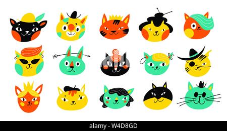 Multicolored design with vector characters of cats and kittens Stock Vector
